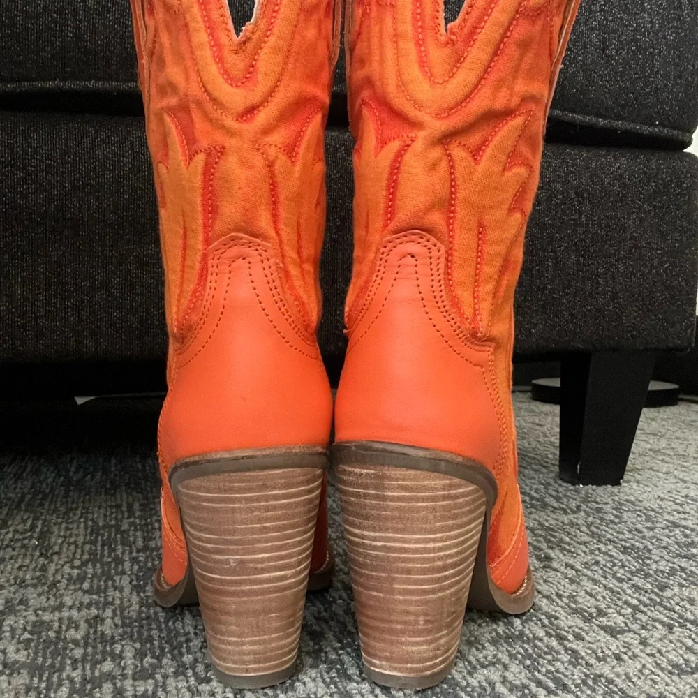 Dingo Tipsy Bootie Women’s Orange Western-Style High Heel Boots - Picture 7 of 7